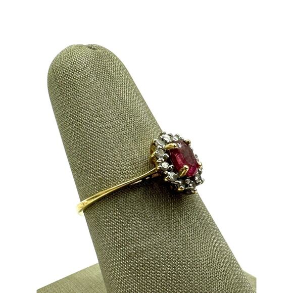 14K Yellow Gold & Treated Sapphire Oval with .24cttw Diamond Halo Ring (5363) - Picture 3 of 5